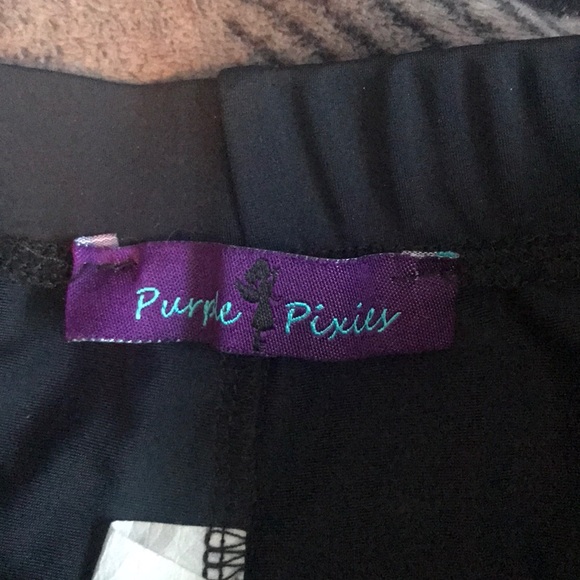 PURPLE PIXIES GOLD DANCE WEAR SPANDEX SHORTS KIDS - Picture 2 of 4